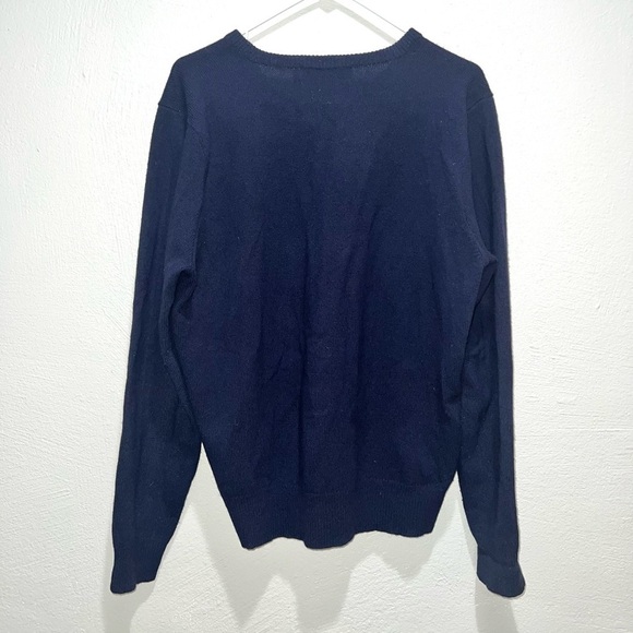 Polo by Ralph Lauren Blue V-Neck Lambs Wool Sweater - Picture 3 of 7